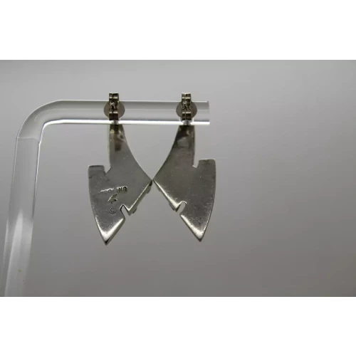 Vtg. .925 S.S. & Copper MODERNIST GEMSTONE INLAY earrings (3)