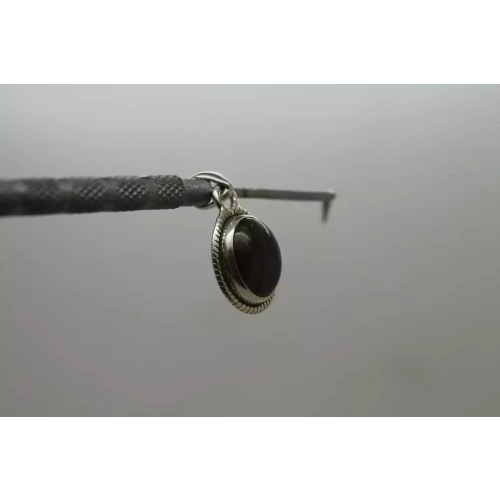 Vtg. .925 S.S. DEEP BLUE LABRADORITE ROPE BEZEL pendant