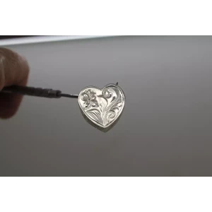 Vtg. .925 S.S. ETCHED FLORAL DESIGN SLIDE pendant