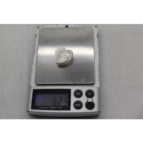 Vtg. .925 S.S. ETCHED FLORAL DESIGN SLIDE pendant