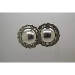 Vtg. .925 S.S. FEATHER ROPE SOUTHWESTERN DESIGN DOME BUTTON earrings