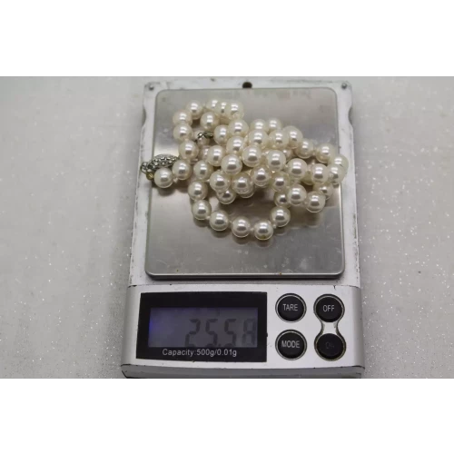 Vtg. .925 S.S. GENUINE 7mm CHAMPAGNE PEARLS necklace 19