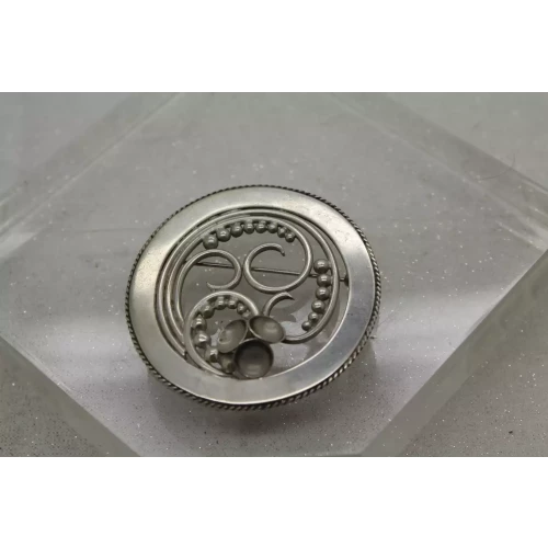 Vtg. .925 S.S. HANDMADE MODERNIST SWIRLS DESIGN Brooch Pin
