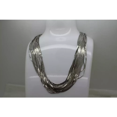 Vtg. .925 S.S. HERRINGBONE MULTI STRAND NECKLACE 18