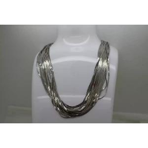 Vtg. .925 S.S. HERRINGBONE MULTI STRAND NECKLACE 18