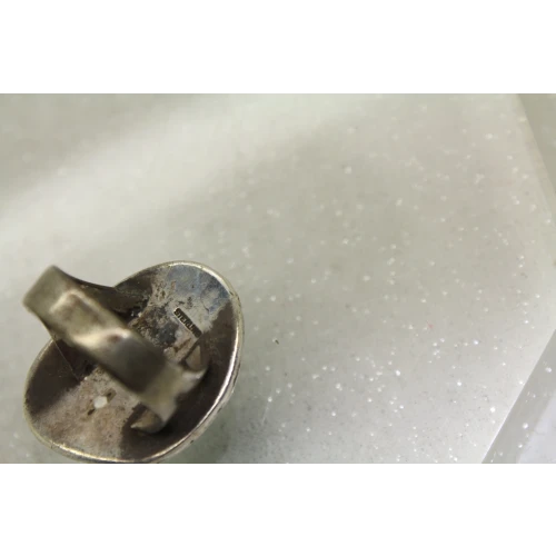 Vtg. .925 S.S. Large TURQUOISE FULL FINGER ring size 7