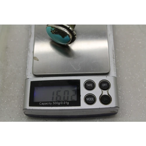 Vtg. .925 S.S. Large TURQUOISE FULL FINGER ring size 7