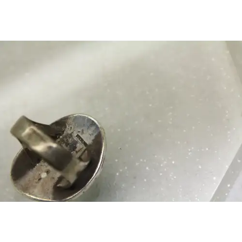 Vtg. .925 S.S. Large TURQUOISE FULL FINGER ring size 7