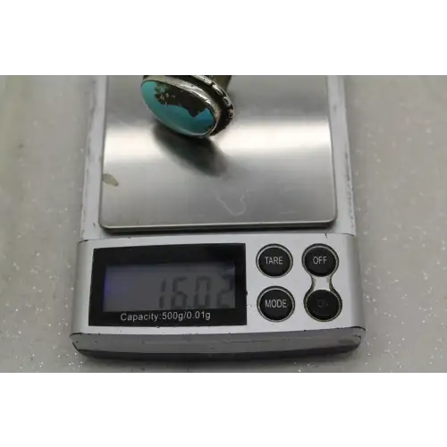 Vtg. .925 S.S. Large TURQUOISE FULL FINGER ring size 7