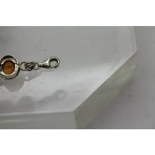 Vtg. .925 S.S. MULTI COLOR BALTIC AMBER OVAL LINK bracelet 7 1/2