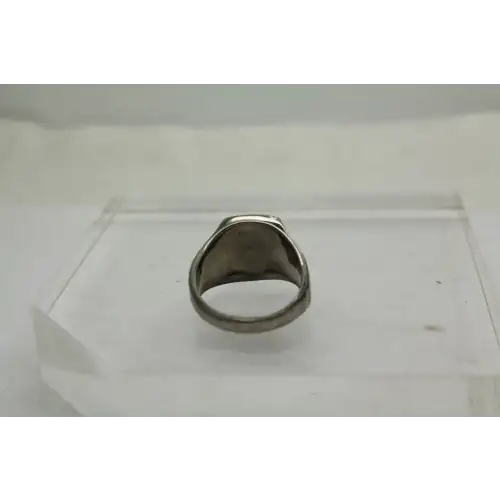 Vtg. .925 S.S. ONYX & MOTHER OF PEARL INLAY ring size 12.25
