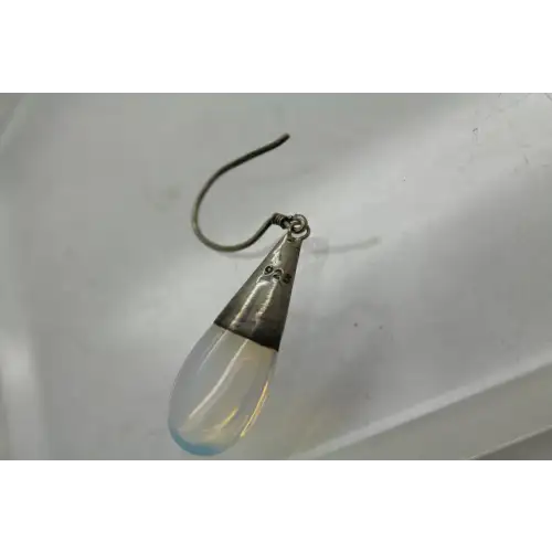 Vtg. .925 S.S. OPALITE TEARDROP DESIGN DANGLE earrings (3)