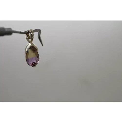 Vtg. .925 S.S. Pear Cut Faceted AMETRINE TEARDROP pendant