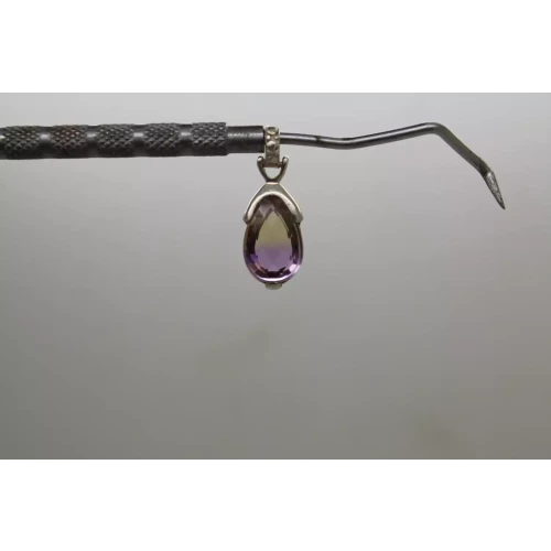 Vtg. .925 S.S. Pear Cut Faceted AMETRINE TEARDROP pendant (2)