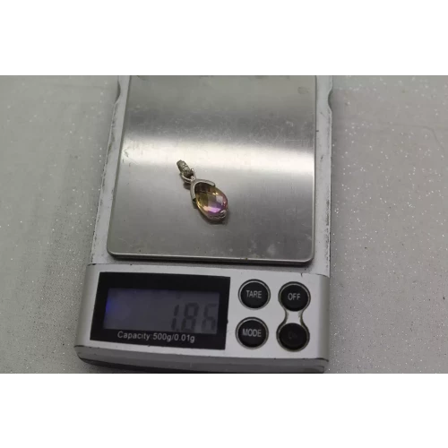 Vtg. .925 S.S. Pear Cut Faceted AMETRINE TEARDROP pendant (5)
