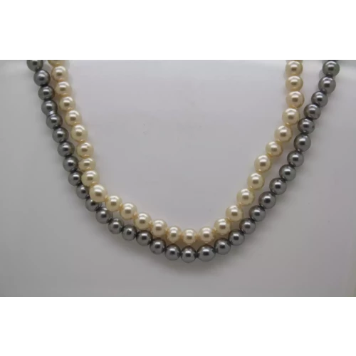 Vtg. .925 S.S. PINK & GREY DOUBLE STRAND GENUINE PEARLS necklace 16