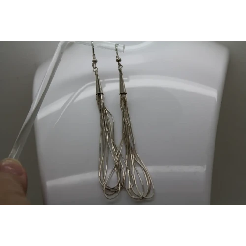 Vtg. .925 S.S. SOUTHWESTER STYLE LIQUID SILVER LOOP DESIGN Dangles