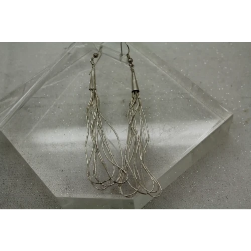 Vtg. .925 S.S. SOUTHWESTER STYLE LIQUID SILVER LOOP DESIGN Dangles
