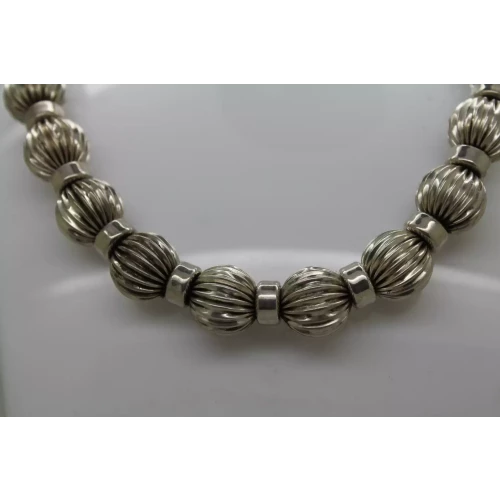 Vtg. .925 S.S. SOUTHWESTERN 12mm CORRUGATED BEAD necklace 24