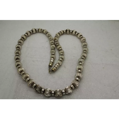 Vtg. .925 S.S. SOUTHWESTERN 12mm CORRUGATED BEAD necklace 24
