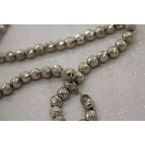 Vtg. .925 S.S. SPARKLE CUT TEXTURED BEAD necklace 24
