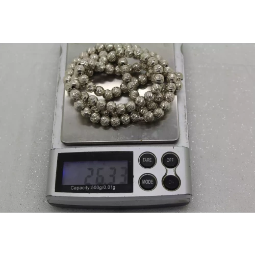 Vtg. .925 S.S. SPARKLE CUT TEXTURED BEAD necklace 24