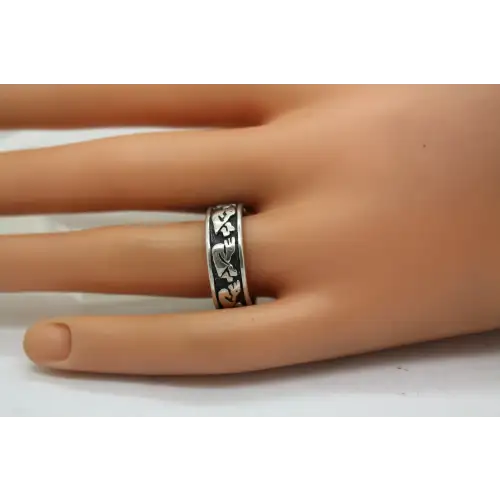Vtg. .925 S.S. ZUNI KOKOPELLI WEDDING 7mm BAND ring size 10
