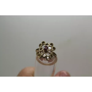 Vtg. AVON Vermeil .925 S.S. RUBY OPENWORK DESIGN ring size 4.75