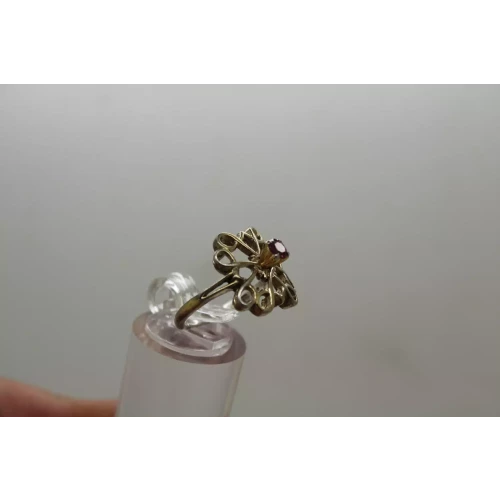 Vtg. AVON Vermeil .925 S.S. RUBY OPENWORK DESIGN ring size 4.75