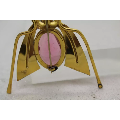 VTG. CORO 1940's .925 S.S. ENAMEL RHINESTONE BUG INSECT FIGURAL PIN