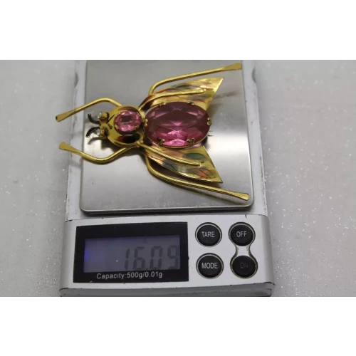 VTG. CORO 1940's .925 S.S. ENAMEL RHINESTONE BUG INSECT FIGURAL PIN
