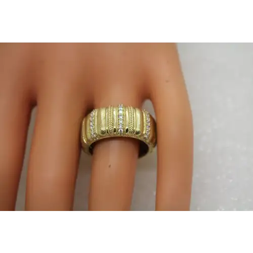 Vtg. JUDITH RIPKA gold over .925 S.S. CZ WIDE BAND size 10 #