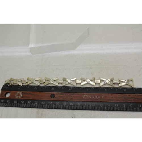 Vtg. MEXICO TO-30 .925 S.S. X BOW LINK DESIGN bracelet 7 1/2