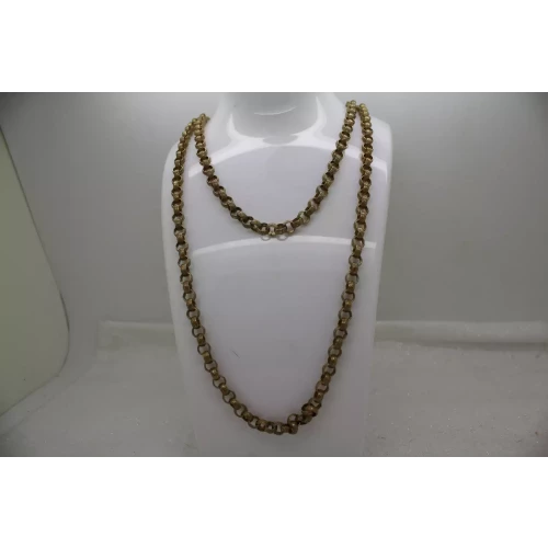 VTG. MIRIAM HASKELL Textured Brass DOUBLE ROLO CHAIN necklace 18-24