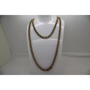 VTG. MIRIAM HASKELL Textured Brass DOUBLE ROLO CHAIN necklace 18-24