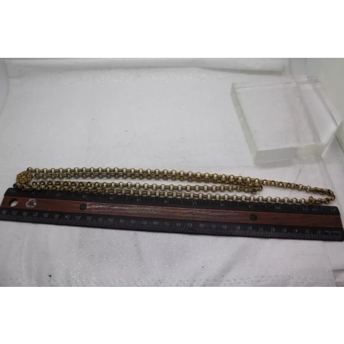VTG. MIRIAM HASKELL Textured Brass DOUBLE ROLO CHAIN necklace 18-24
