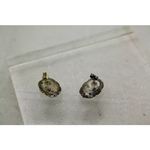 Vtg. NATIVE AMERICAN .925 S.S. TURQUOISE SHADOW BOX earrings