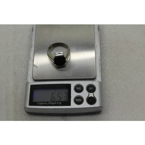 Vtg. SETA .925 S.S. BLACK ONYX MEN'S ring size 11.25