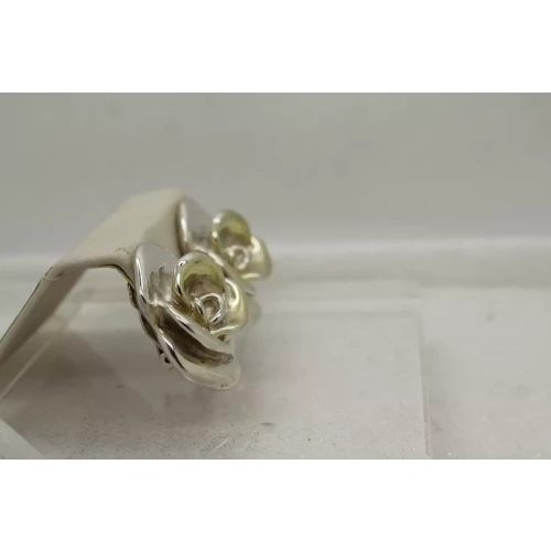 Vtg. Signed .925 S.S. DIMENSIONAL HOLLOW ROSE Clip On Earrings