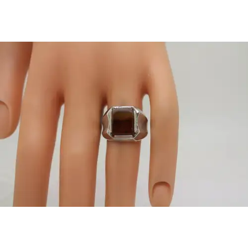 Vtg. Signed .925 S.S. NATURAL AGATE HORIZON LANDSCAPE ring size 6.5
