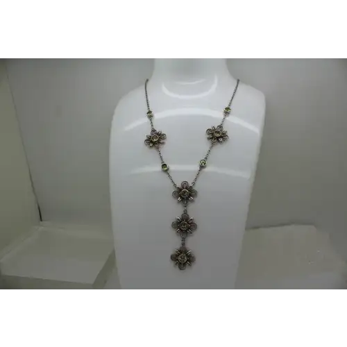 Vtg. Signed .925 S.S. PERIDOT FILIGREE FLOWER 