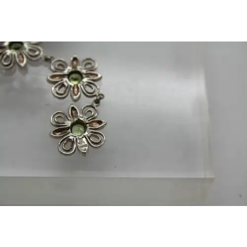 Vtg. Signed .925 S.S. PERIDOT FILIGREE FLOWER 