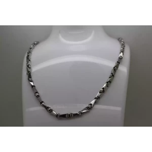 Vtg. Signed GM .925 S.S. UNIQUE LINK BIKER CHAIN necklace 30