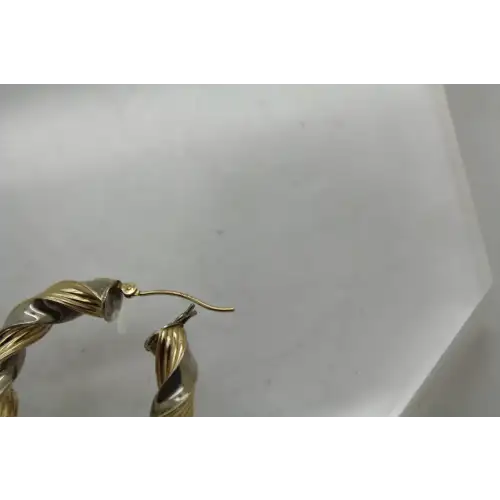 Vtg. Signed OR <3 14k Y.G. .925 S.S. TWISTED DESIGN hoop earrings (3)