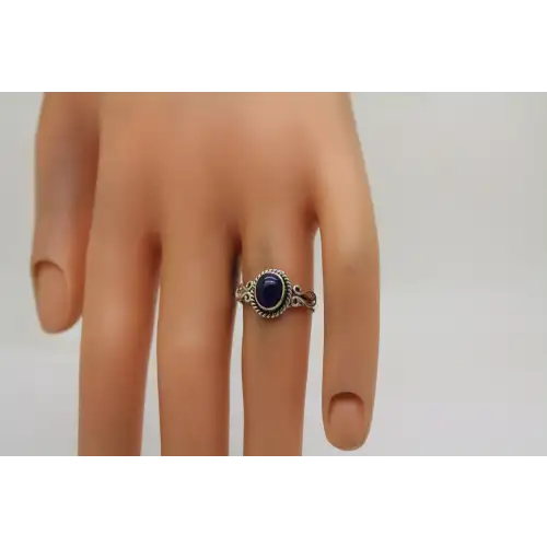 Vtg. SOUTHWESTERN .925 S.S. LAPIS LAZULI ROPE DESIGN ring size 6