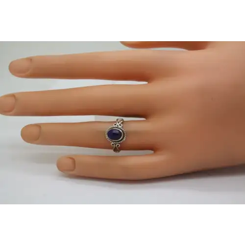 Vtg. SOUTHWESTERN .925 S.S. LAPIS LAZULI ROPE DESIGN ring size 6