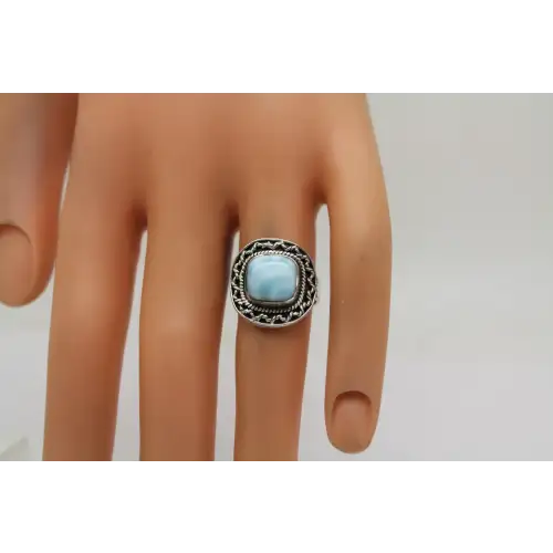 Vtg. SOUTHWESTERN DESIGN .925 S.S. Bezel Set LARIMAR ring size 6