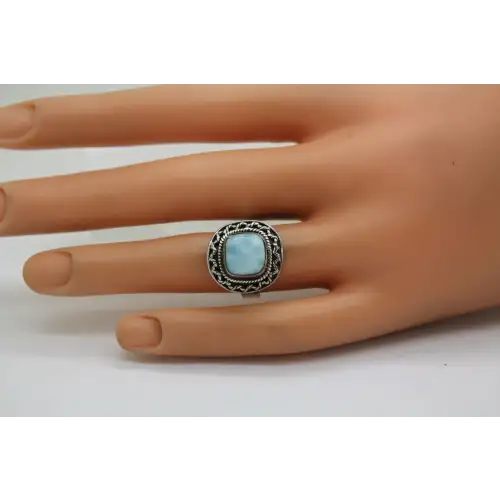 Vtg. SOUTHWESTERN DESIGN .925 S.S. Bezel Set LARIMAR ring size 6