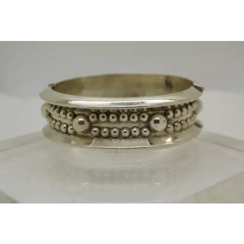 Vtg. TH-105 FHV MEXICO .925 S.S. BEADED HINGED BANGLE 55g