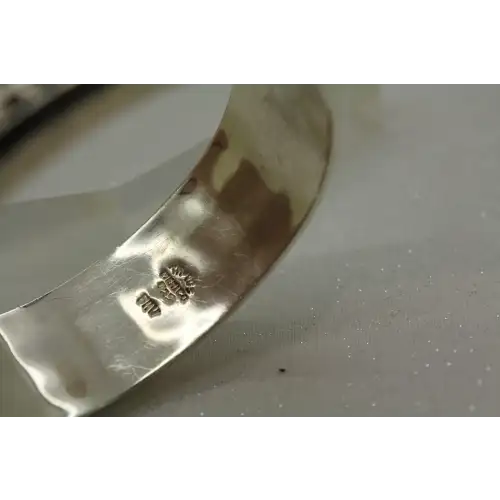 Vtg. TH-105 FHV MEXICO .925 S.S. BEADED HINGED BANGLE 55g